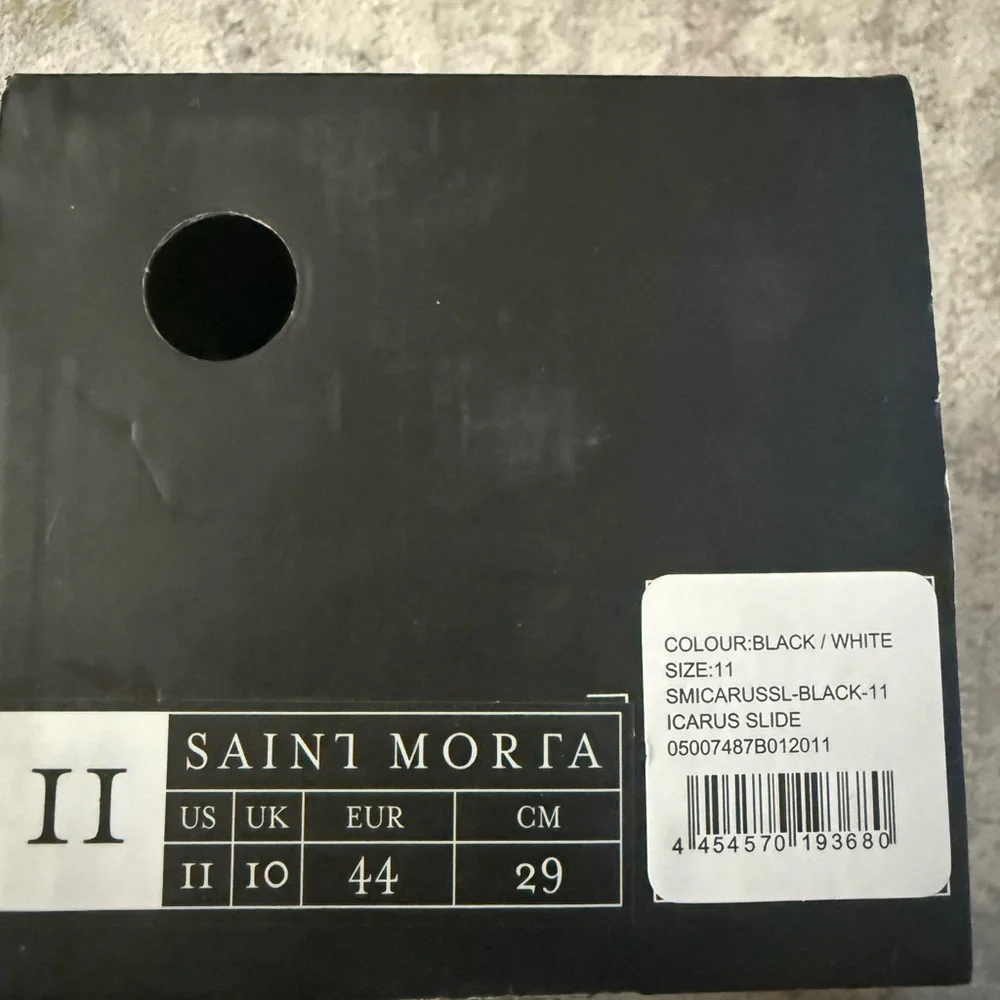 Saint Morta Icarus Slides Black/White — Men’s Size 11 — NWT
